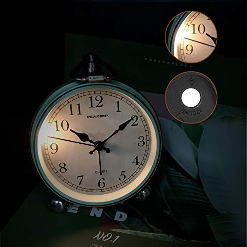 Peakeep 4" Retro Analog Alarm Clock - Desk/Table Gift