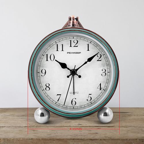 Peakeep 4" Retro Analog Alarm Clock - Desk/Table Gift