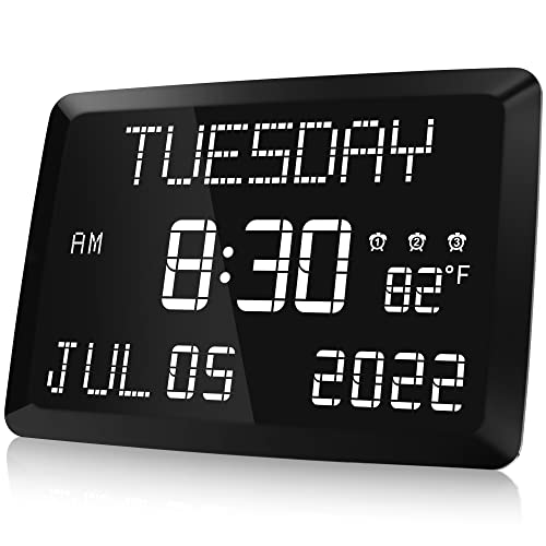 Large Display Digital Wall Clock with Calendar and Temperature