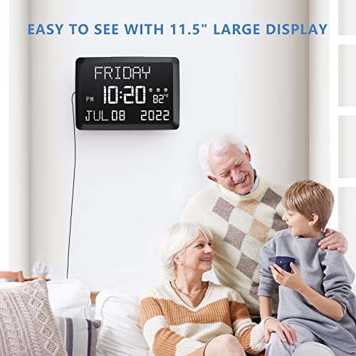 Large Display Digital Wall Clock with Calendar and Temperature