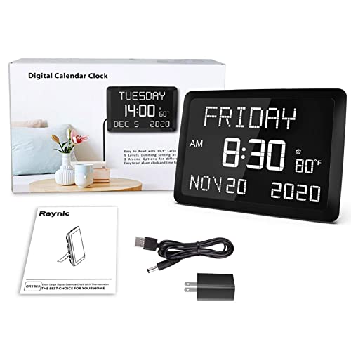 Large Display Digital Wall Clock with Calendar and Temperature