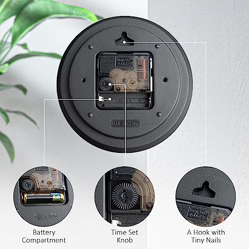 12" Non-Ticking Wall Clock with Stereoscopic Dial