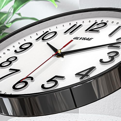 12" Non-Ticking Wall Clock with Stereoscopic Dial