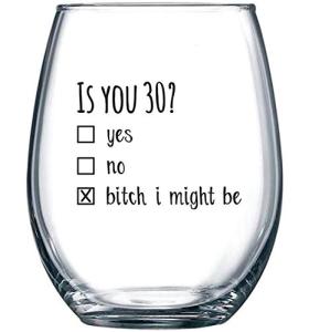 Funny 30th Birthday Wine Glass Gift - 1990