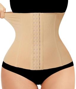 Women's Waist Trainer Corset Body Shaper - Beige (L)