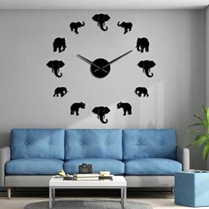 Elephant DIY Wall Clock with Mirror Effect