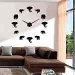 Elephant DIY Wall Clock with Mirror Effect