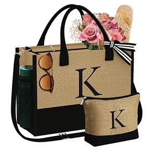 Initial Jute Tote Bag - Personalized Christmas Gift