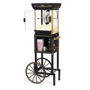 Vintage Popcorn Maker - Professional Cart, 10 Cups - Black