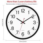 Foxtop Black Silent Non-Ticking 12" Battery-Operated Wall Clock