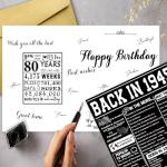 Vintage 1944 Birthday Card for 80th Celebration