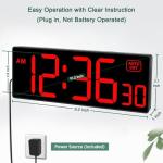 Soobest LED Digital Wall Clock with Auto Dimmer