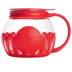 Microwave Popcorn Popper with 3-in-1 Lid, Red