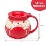 Microwave Popcorn Popper with 3-in-1 Lid, Red