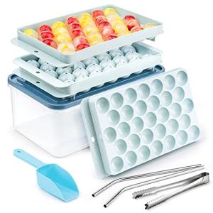 Gracenal Circle Ice Tray with Lid & Bin: Kitchen Gadgets Gift