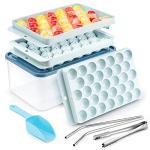 Gracenal Circle Ice Tray with Lid & Bin: Kitchen Gadgets Gift