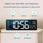 Large Digital Wall Clock with Remote Control (Orange)