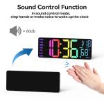 Large Display Digital Wall Clock with RGB Remote Control