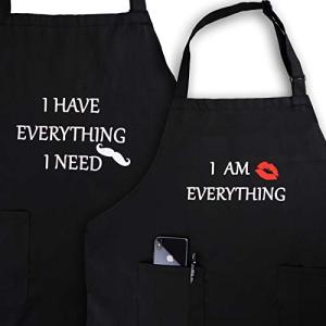 YIKA Waterproof Apron Set for Couples: Black + Pockets