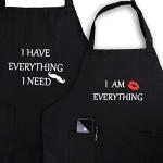 YIKA Waterproof Apron Set for Couples: Black + Pockets