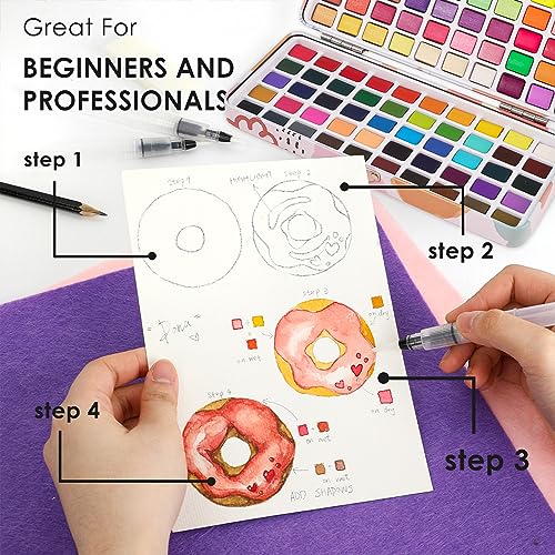 Watercolor Paint Set: 100 Colors & Accessories