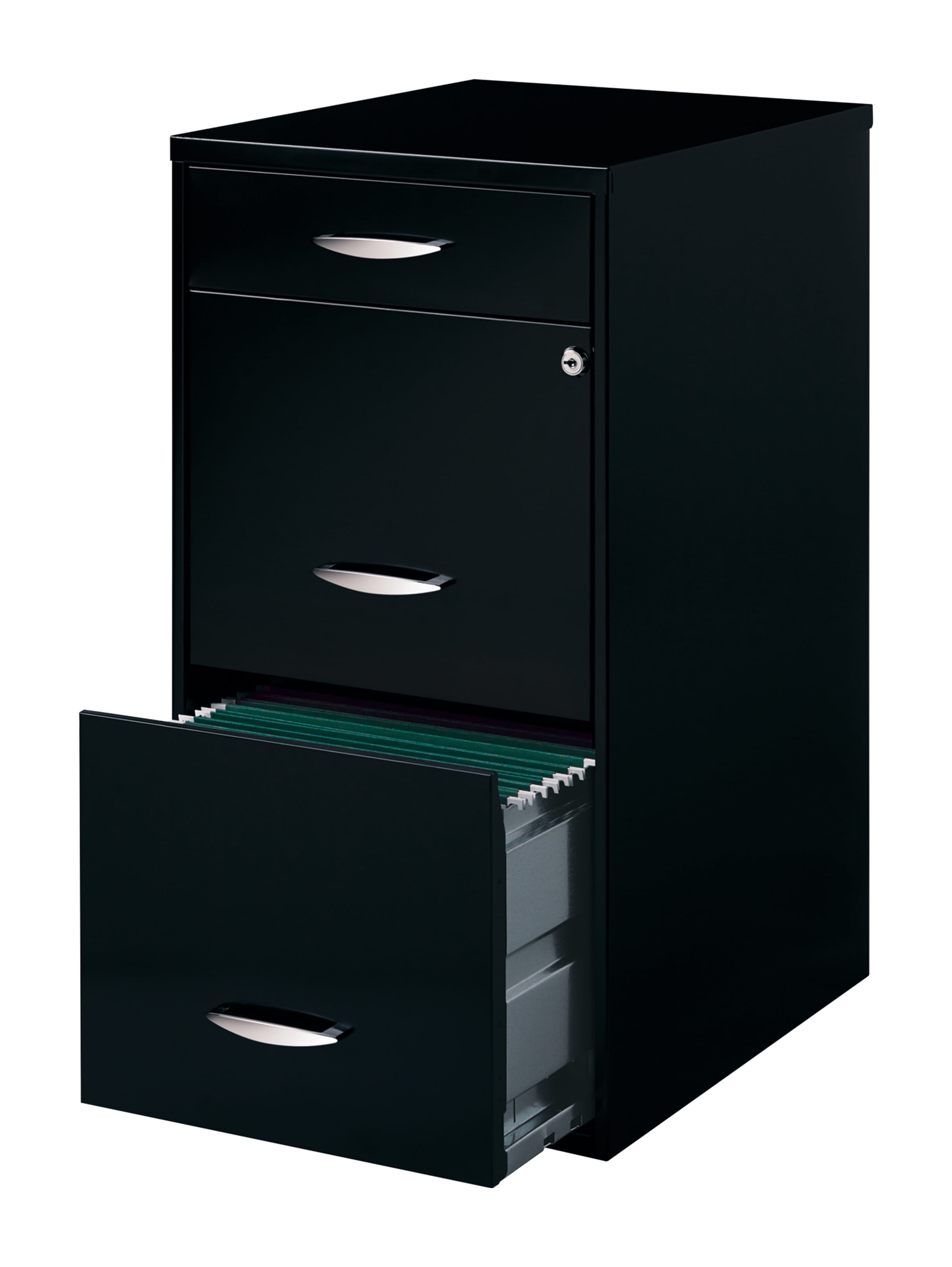 Filing Cabinet 18"W, 3-Drawer Organizer File, Black