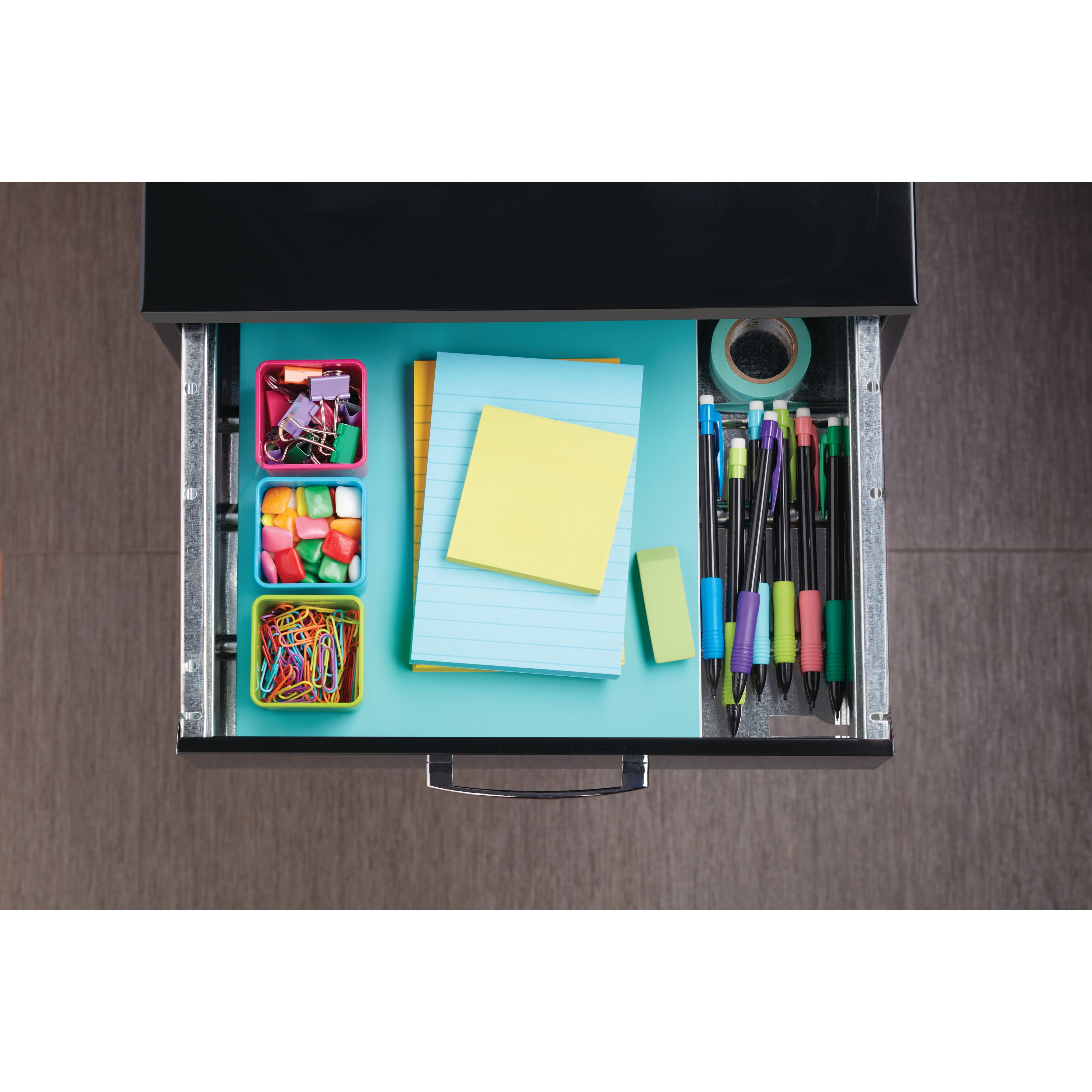 Filing Cabinet 18"W, 3-Drawer Organizer File, Black