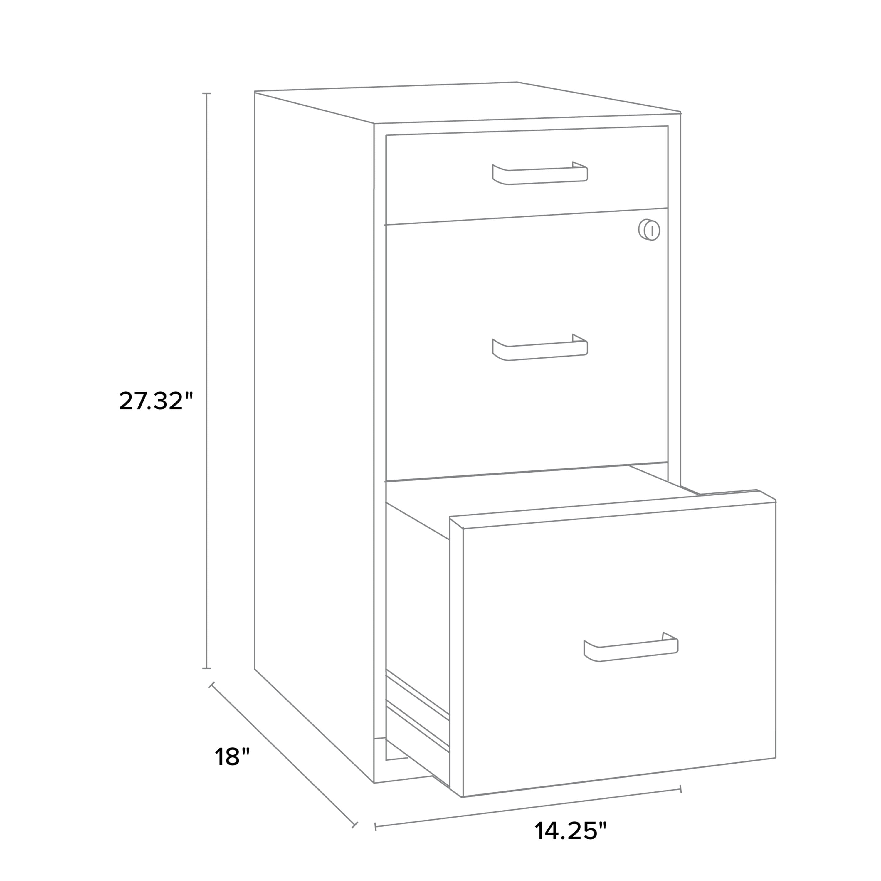 Filing Cabinet 18"W, 3-Drawer Organizer File, Black