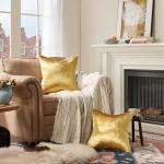 Gold Velvet Throw Pillow Covers - Set of 2