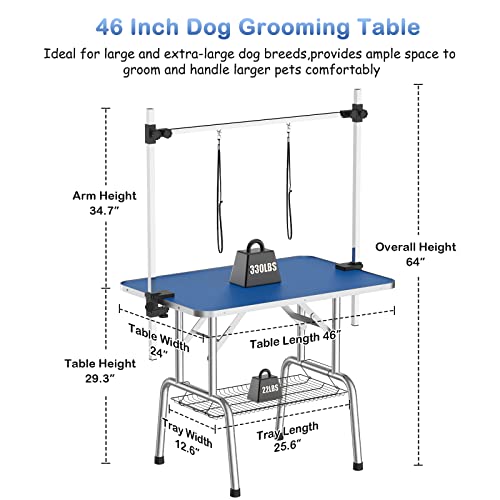 Adjustable 46" Pet Grooming Table for Large Dogs