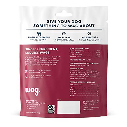 Wag Freeze-Dried Lamb Liver Dog Treats, 3.3oz