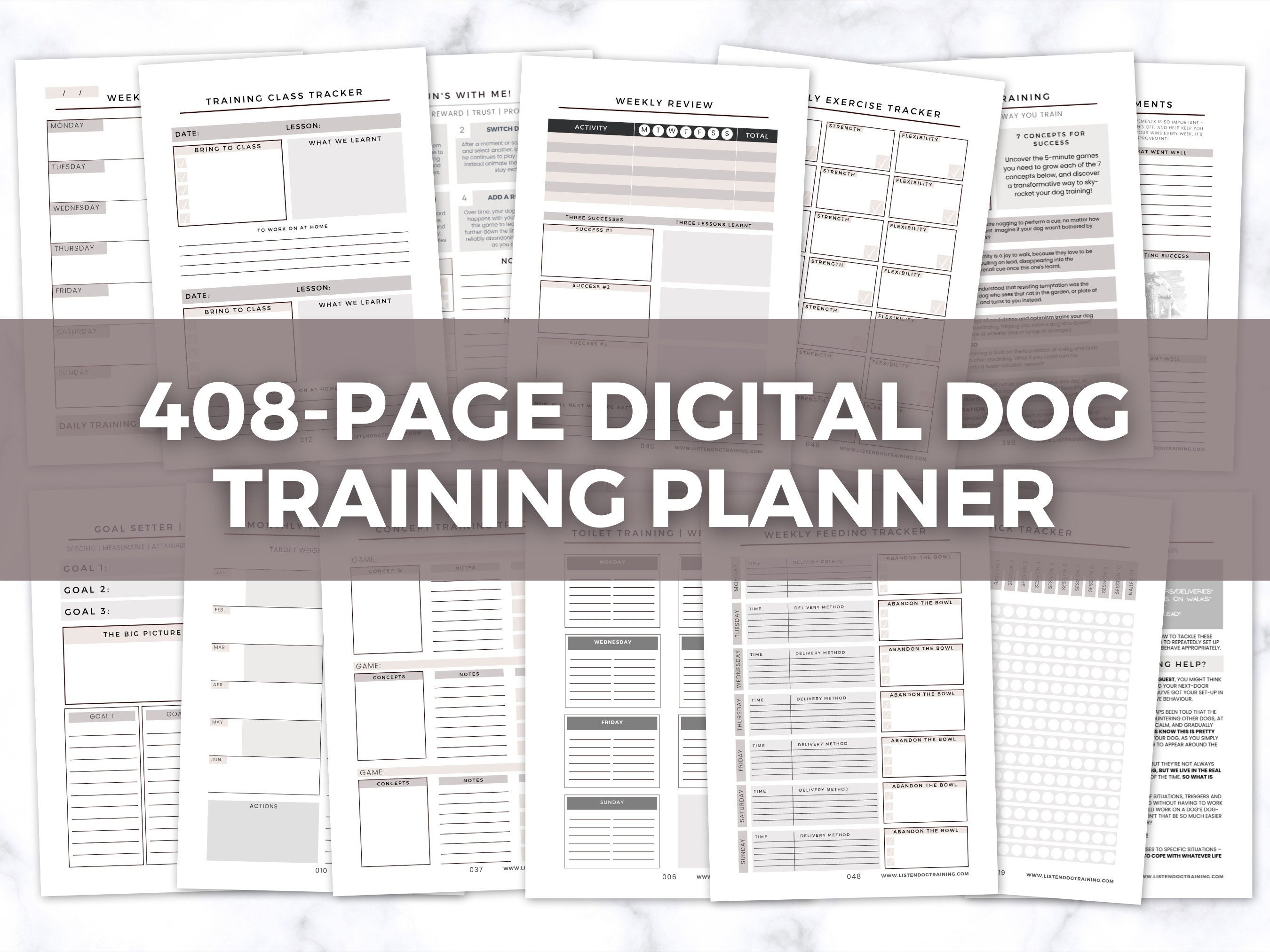 Year-long Dog Training Planner | Comprehensive | 408 Printable Pages