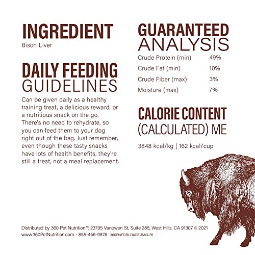 USA-Made Freeze Dried Bison Liver Treats, 4oz