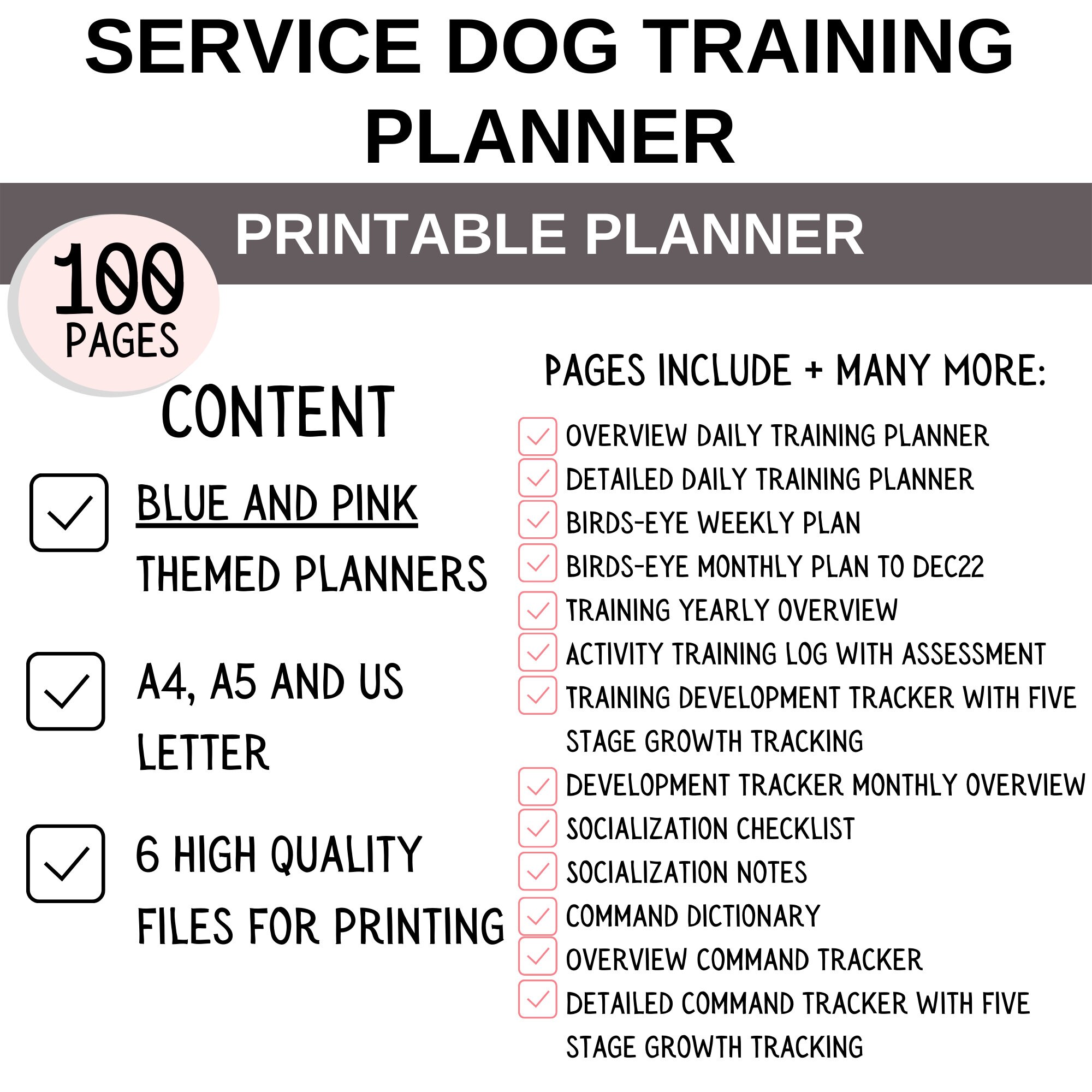 Printable Log for Training Your Service Dog