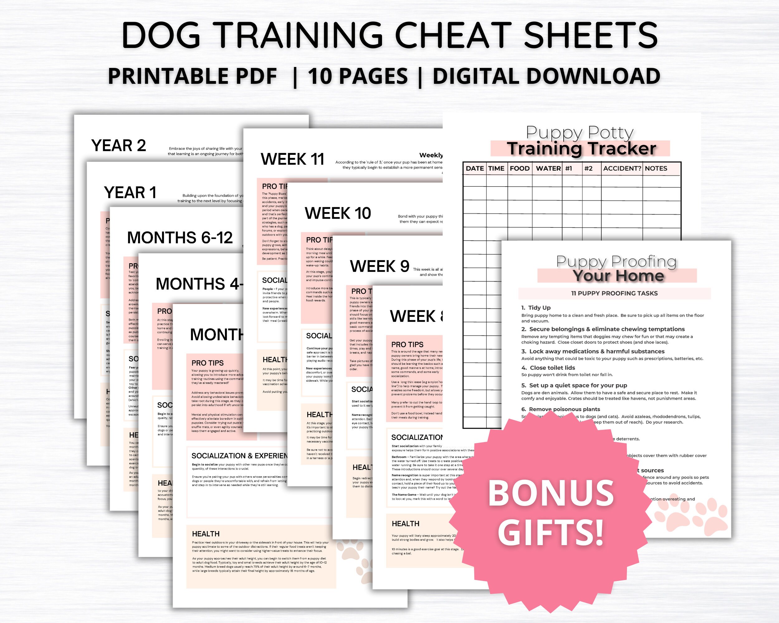 Ultimate Puppy Training Handbook: Printable PDF Sheets