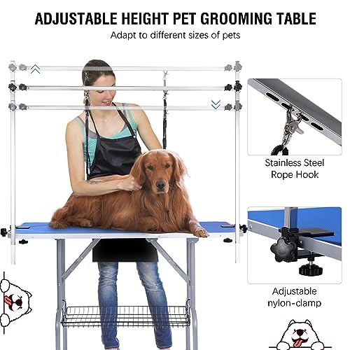 Adjustable Foldable Dog Grooming Table - 42" Blue