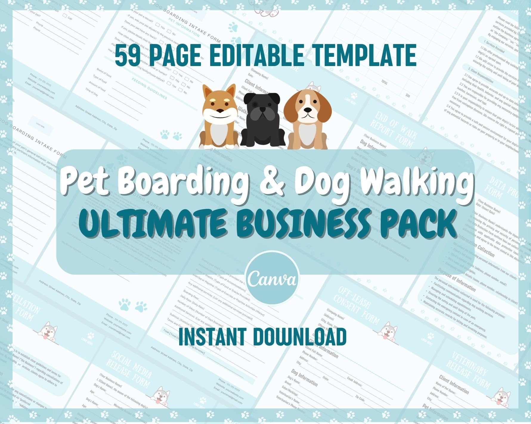 Editable Dog Walking Agreement and Boarding Instruction Template