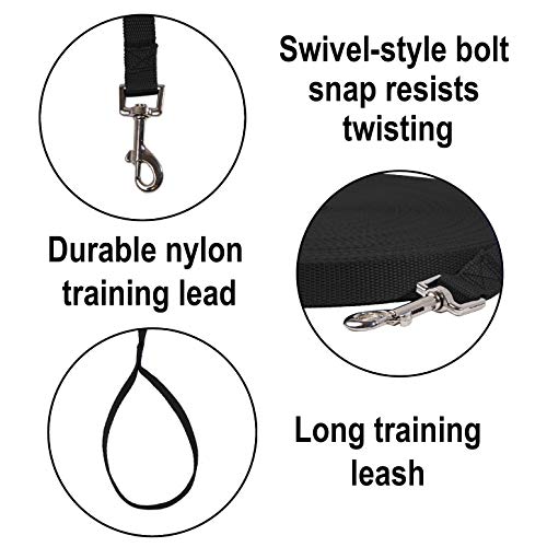 Black 30ft Dog/Puppy Obedience Training Leash - Play, Camping