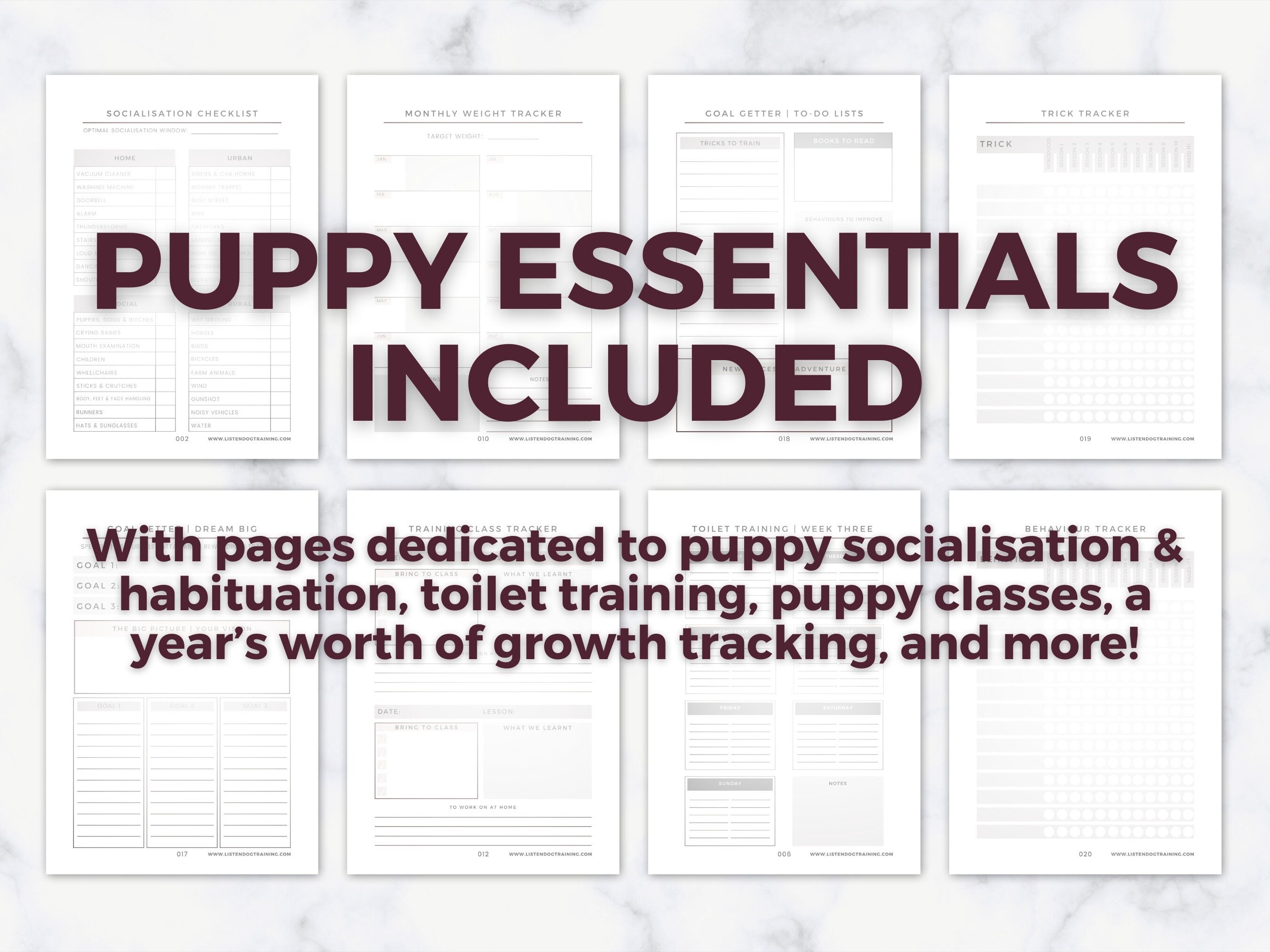 Year-long Dog Training Planner | Comprehensive | 408 Printable Pages