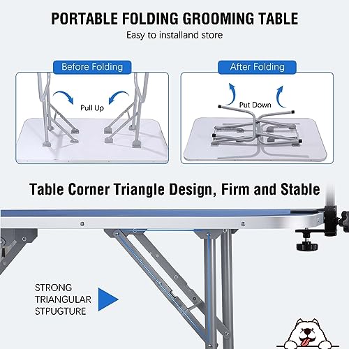 Adjustable Foldable Dog Grooming Table - 42" Blue