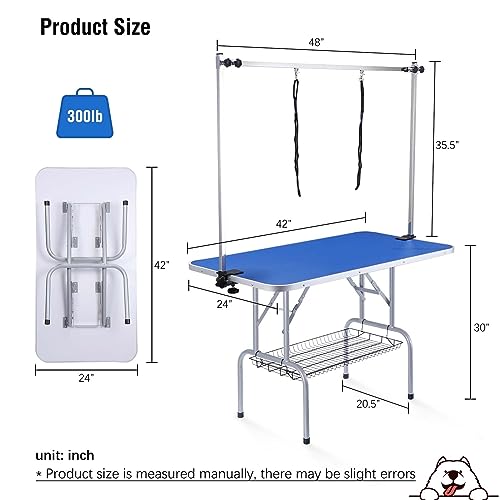 Adjustable Foldable Dog Grooming Table - 42" Blue