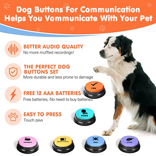 Recordable Dog Buttons: Communication Training Toy, 30 Seconds