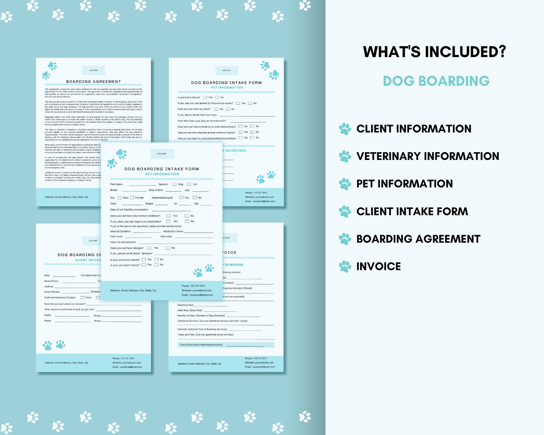 Editable Dog Walking Agreement and Boarding Instruction Template