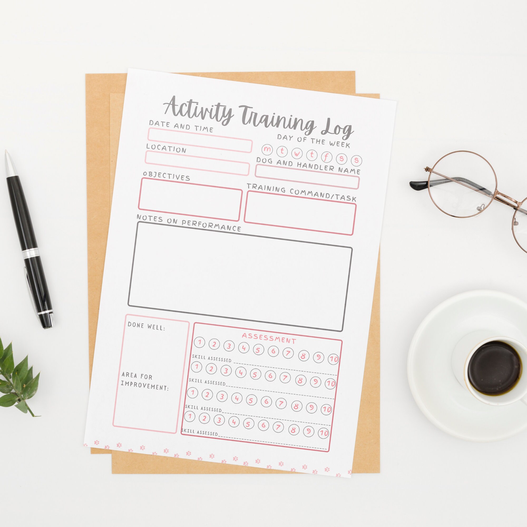 Printable Log for Training Your Service Dog