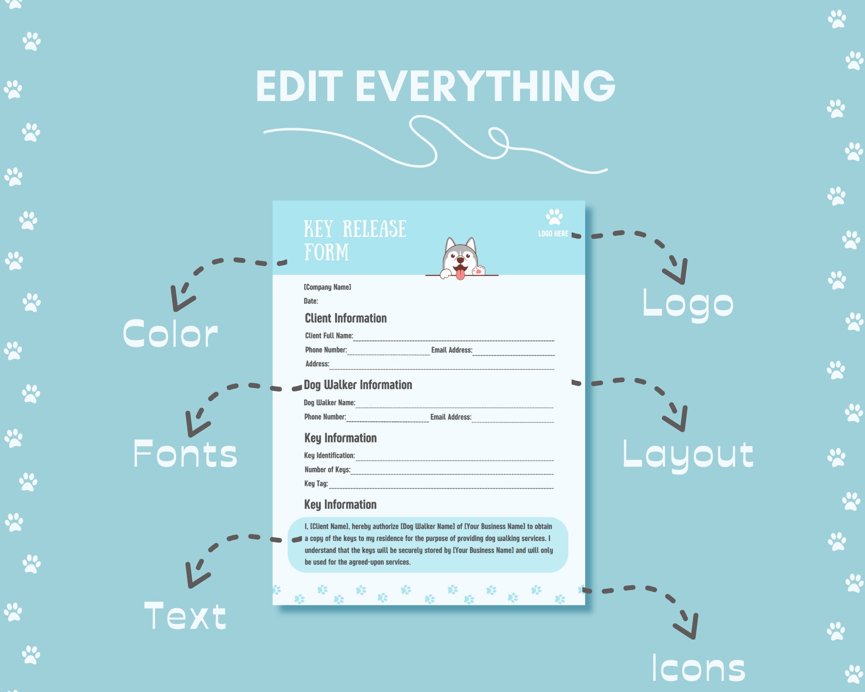 Editable Dog Walking Agreement and Boarding Instruction Template