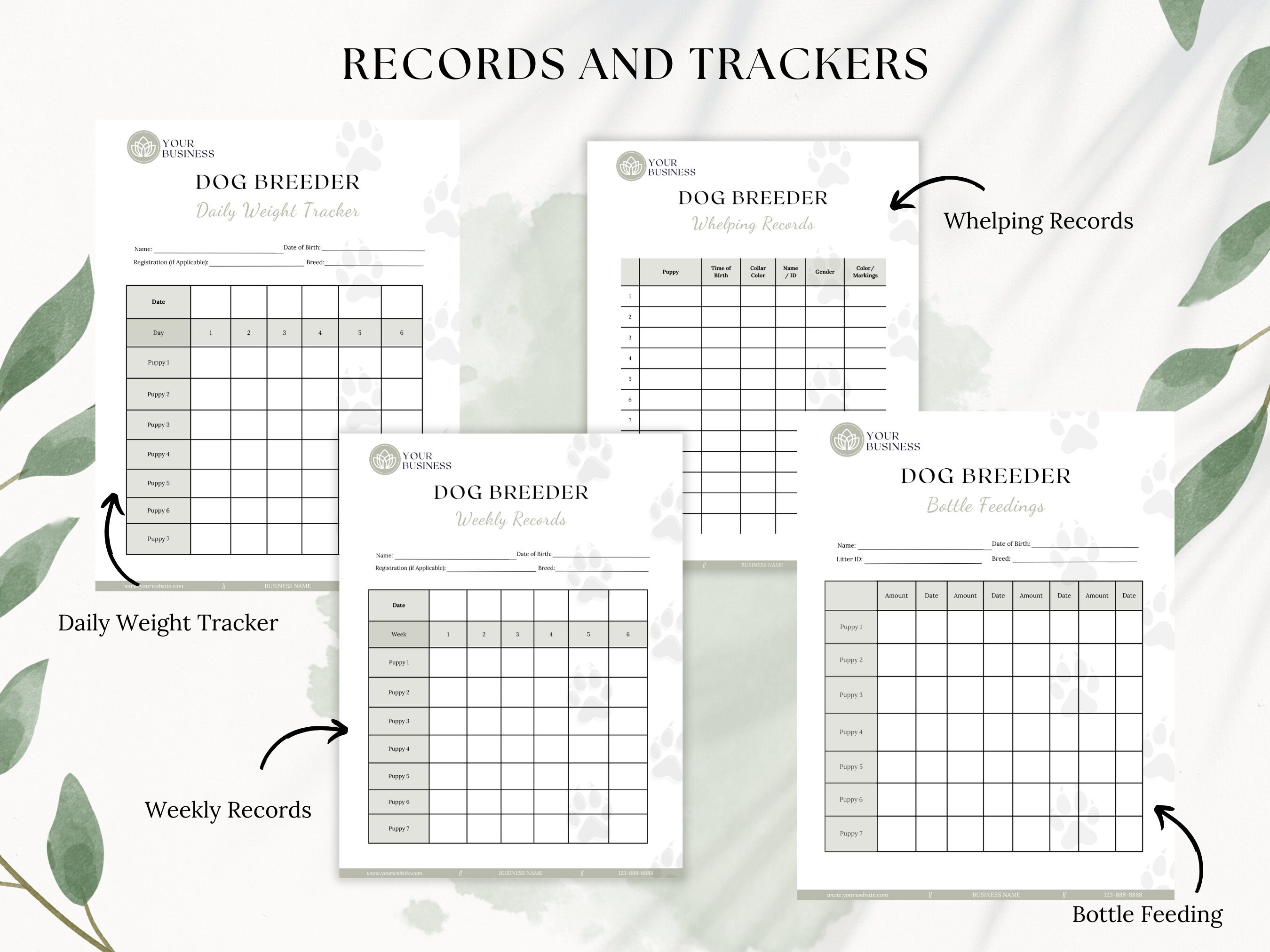 Dog Breeder's All-In-One Bundle: Forms, Contracts, Charts