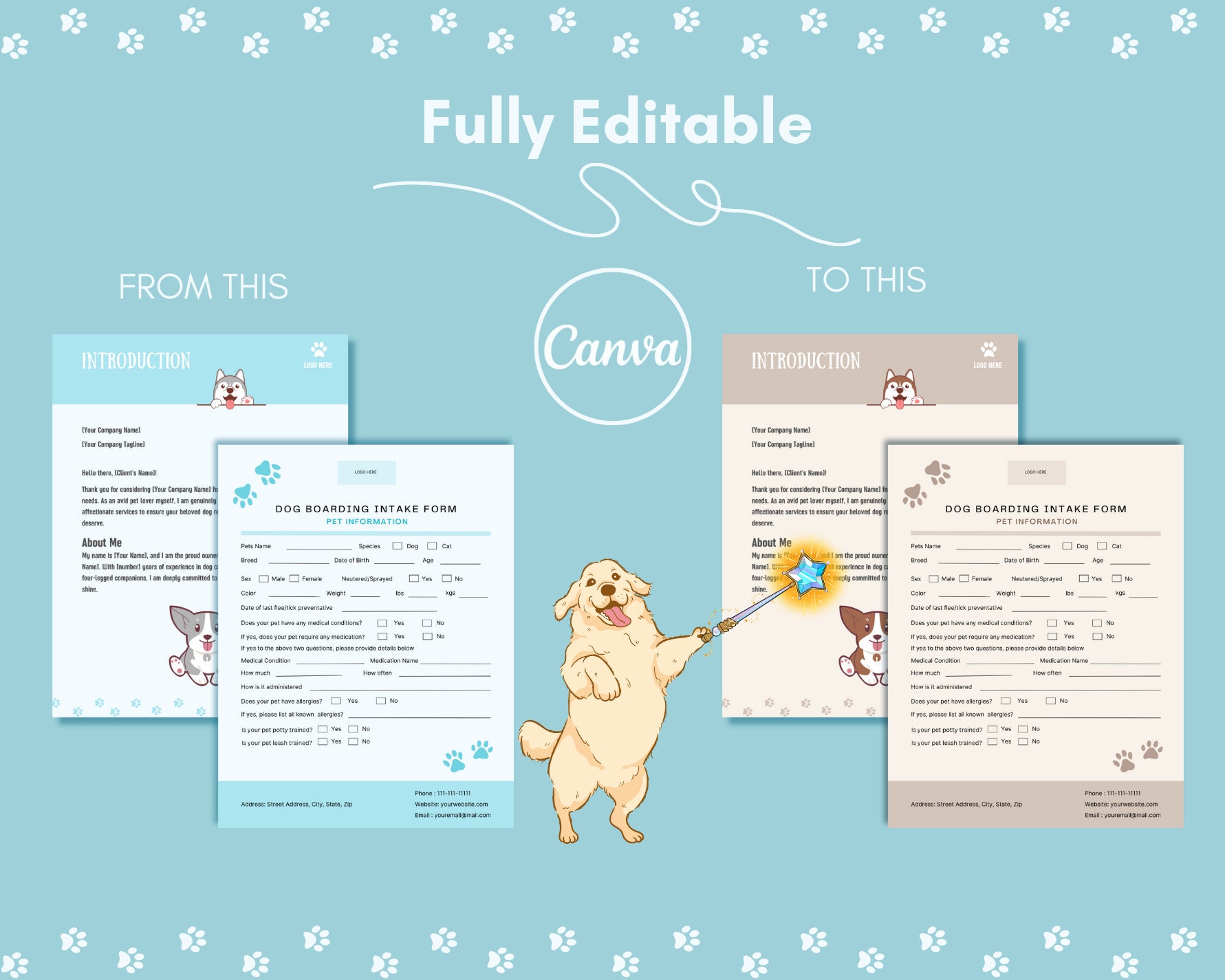 Editable Dog Walking Agreement and Boarding Instruction Template