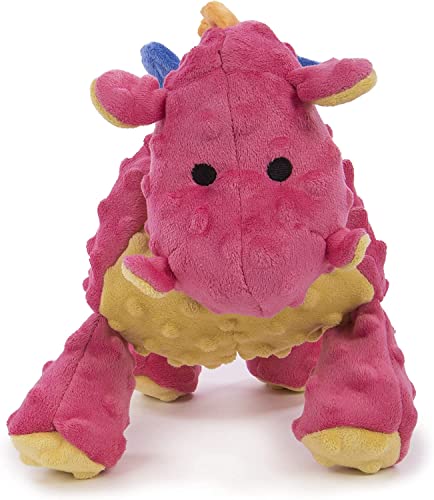 Large Coral goDog Bubble Plush Dragons Squeaky Dog Toy