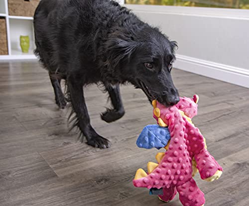 Large Coral goDog Bubble Plush Dragons Squeaky Dog Toy