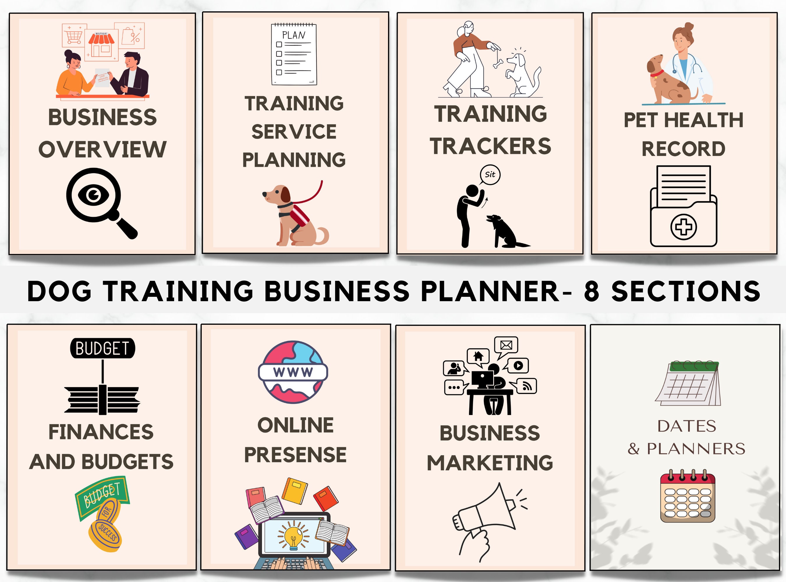 Dog Training Planner, Walking Forms, Socialization, Service Dog